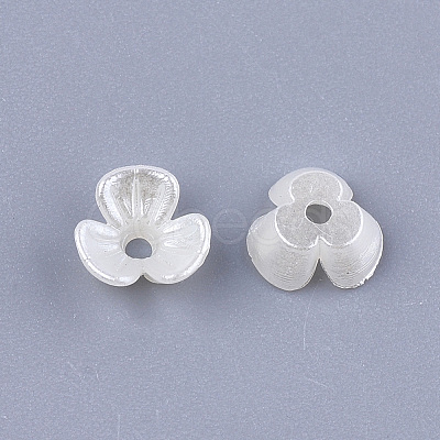 3-Petal ABS Plastic Imitation Pearl Bead Caps X-OACR-T018-01-1