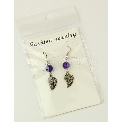 Dangle Leaf Earrings EJEW-JE00177-M-1