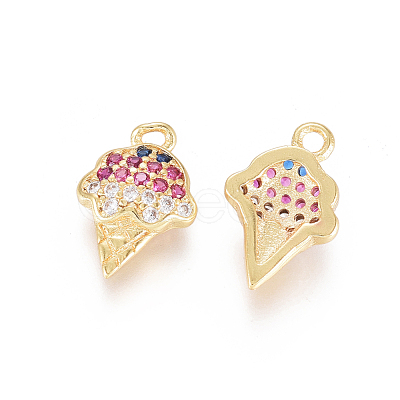 Brass Micro Pave Cubic Zirconia Charms X-ZIRC-L093-23G-1