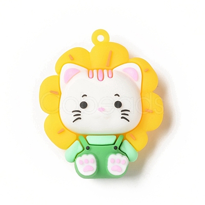 Opaque Resin Cat Big Pendants X-RESI-D065-E02-1