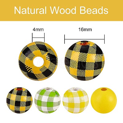 Painted Natural Wood Beads WOOD-SZ0001-09-1