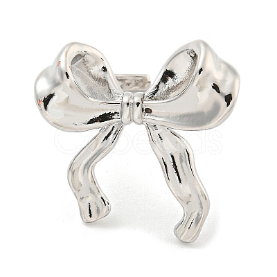 Bowknot Brass Cuff Rings RJEW-L113-015P-02-1