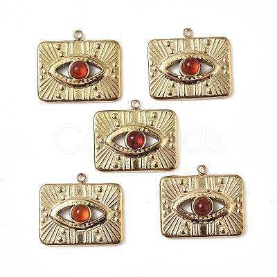 PVD Vacuum Plating 201 Stainless Steel Natural Red Agate Pendants STAS-C064-VC835-1