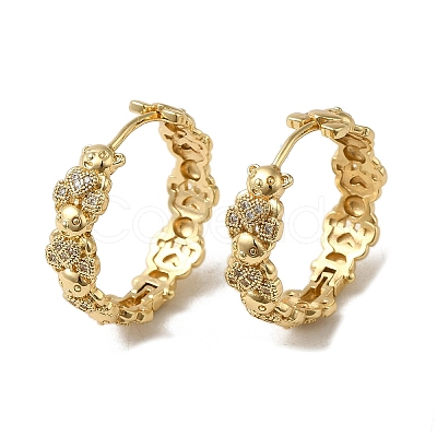 KC Gold Plated Brass Micro Pave Cubic Zirconia Hoop Earring EJEW-L271-16KCG-01-1