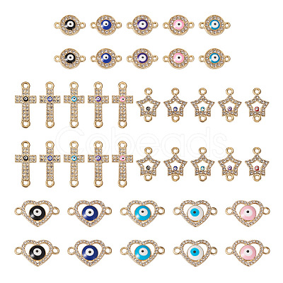 40Pcs 20 Styles Evil Eye Zinc Alloy Enamel Connector Charms ENAM-TA0001-37-1