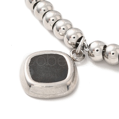 304 Stainless Steel Rhombus Charm Bracelet with Enamel BJEW-B057-10P-1