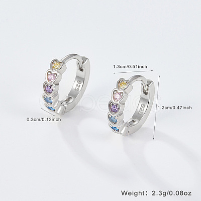 Anti-Tarnish Rhodium Plated Platinum 925 Sterling Silver Micro Pave Colorful Cubic Zirconia Hoop Earrings UZ5927-3-1