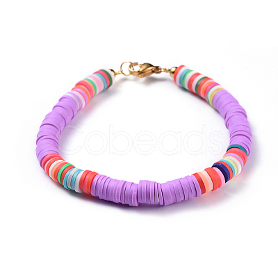 Handmade Polymer Clay Heishi Beads Bracelets BJEW-JB04480-1