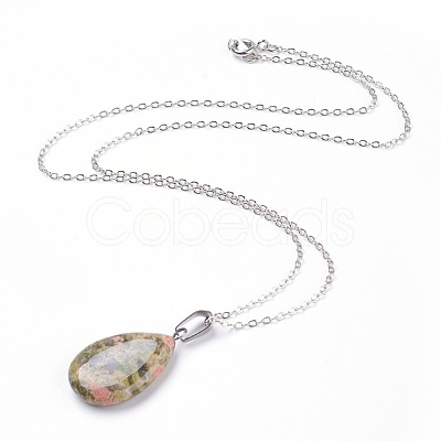 Natural & Synthetic Gemstone Pendant Necklaces X-NJEW-JN02160-1