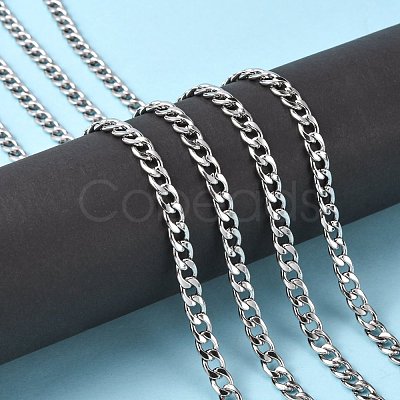 Tarnish Resistant 304 Stainless Steel Cuban Link Chains CHS-G010-02P-1