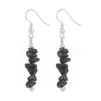 Natural Obsidian Chips Beaded Jewelry Set X-SJEW-JS01232-01-1