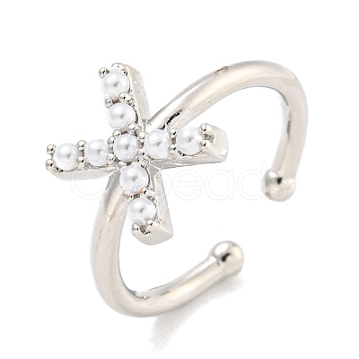 Rack Plating Brass Open Cuff Rings for Women RJEW-F162-01P-X-1