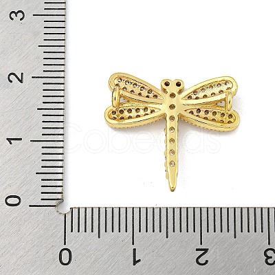 Rack Plating Brass Pave Clear & Black Cubic Zirconia Dragonfly Links Connector Charms KK-Z053-15G-1