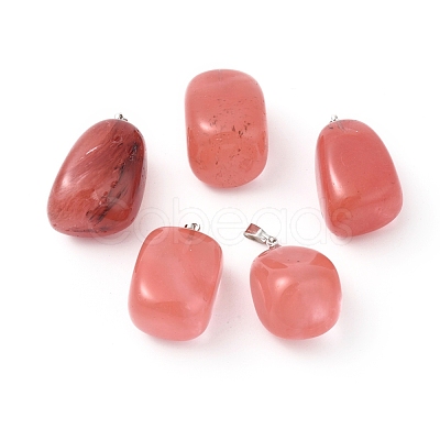 Cherry Quartz Glass Pendants G-K302-B07-1