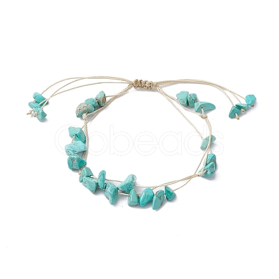 Synthetic Turquoise Braided Bead Bracelets BJEW-JB10388-1