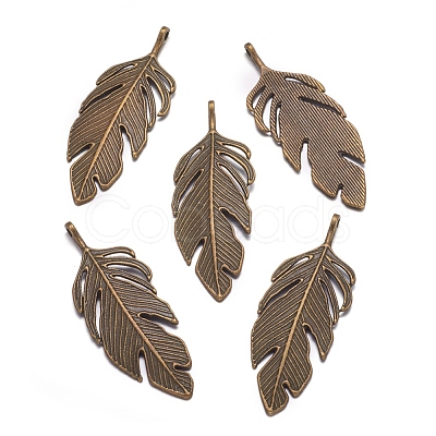 Tibetan Style Alloy Leaf Big Pendants PALLOY-A15448-AB-1