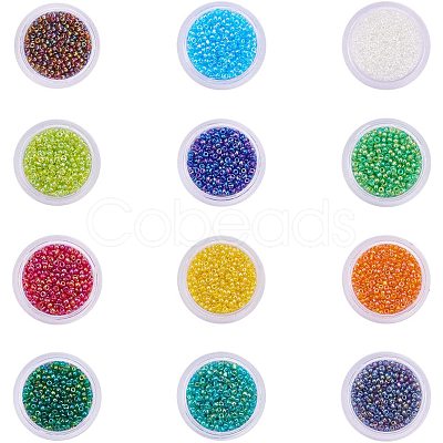 12 Colors Glass Seed Beads SEED-PH0007-03-1