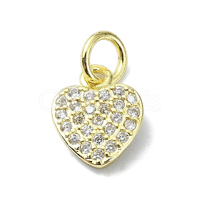 Heart Theme Brass Micro Pave Cubic Zirconia Charms KK-H475-56G-03-1