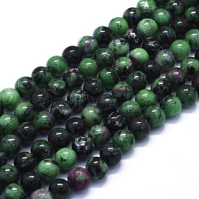 Natural Ruby in Zoisite Beads Strands G-E561-12-8mm-1