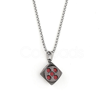 Zinc Alloy with Enamel Dice Pendant Necklaces NJEW-C034-04P-02-1