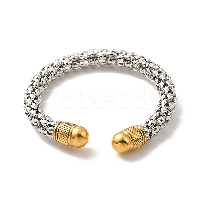 304 Stainless Steel Popcorn Chain Open Cuff Bangle BJEW-P283-11M-1