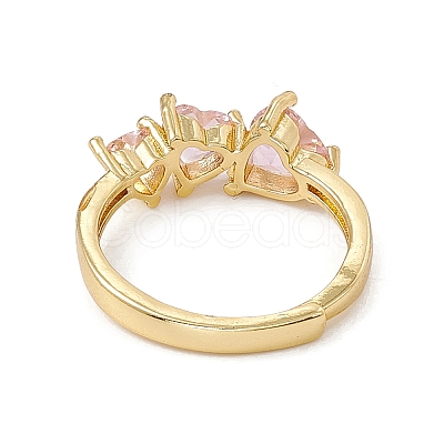 Rack Plating Brass Cubic Zirconia Cuff Rings for Women RJEW-M145-23G-B-1