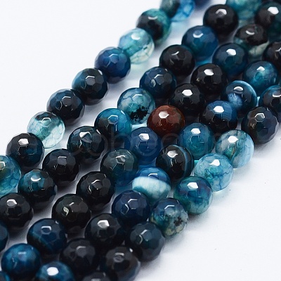 Faceted Natural Agate Beads Strands G-F561-6mm-D02-1