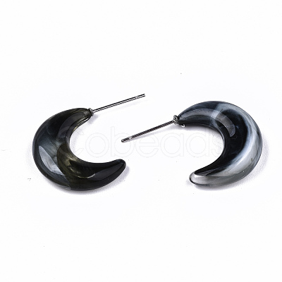 Transparent Resin Half Hoop Earrings EJEW-T012-02-B05-1