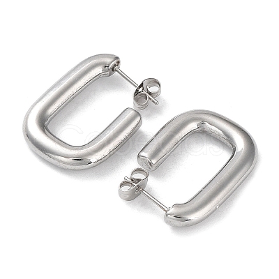 304 Stainless Steel Rectangle Ear Studs for Women X-EJEW-P234-04P-1