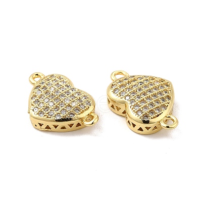 Brass Micro Pave Clear Cubic Zirconia Connector Charms KK-E068-VB340-1