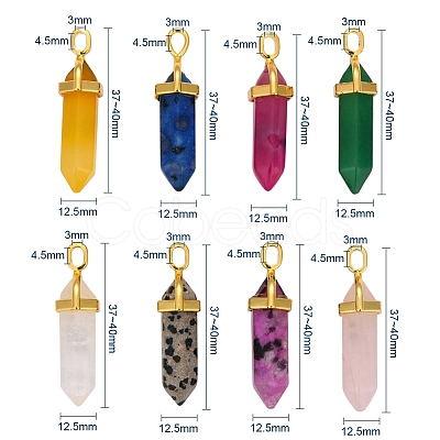 Natural Mixed Gemstone Pointed Pendants G-CJ0001-30-1