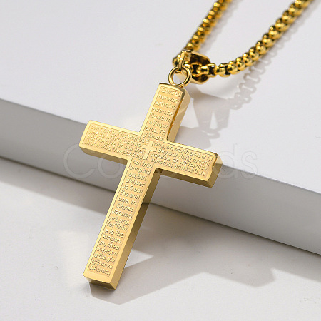 Stainless Steel Cross Pendant Necklace Men Women Hip-hop Jewelry Non-fading TX5023-1-1