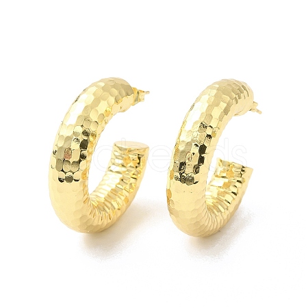 Brass C-shape Stud Earrings X-EJEW-G327-05G-1