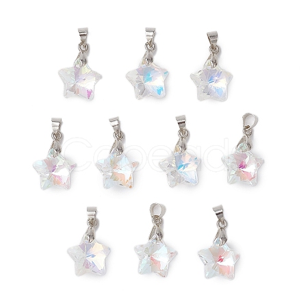 10Pcs Glass Pendants PALLOY-JF03119-01-1