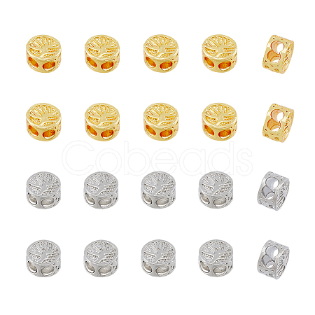 SUPERFINDINGS 40Pcs 2 Colors Brass Beads KK-FH0005-64-1