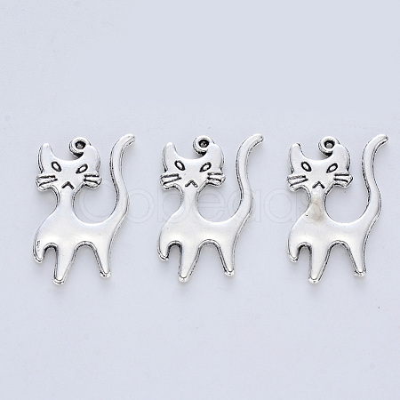 Tibetan Style Alloy Kitten Pendants TIBE-R316-067AS-RS-1