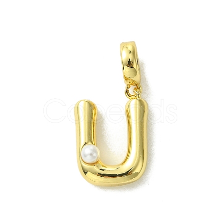 Rack Plating Brass with ABS Plastic Pearl European Dangle Charms KK-G501-02U-G-1
