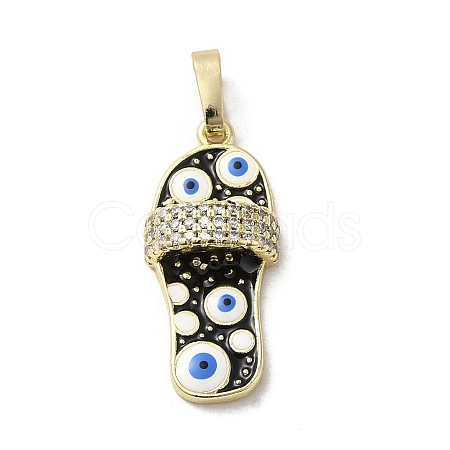 Brass Micro Pave Cubic Zirconia Pendants KK-E092-18G-03-1