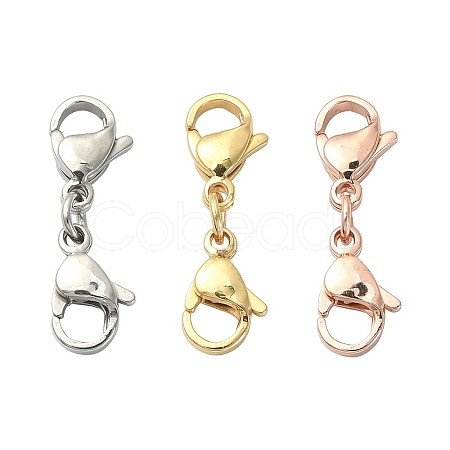 3Pcs 3 Colors 304 Stainless Steel Double Lobster Claw Clasps STAS-YW0001-52A-1