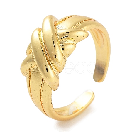 Rack Plating Brass Open Cuff Rings RJEW-Z059-29G-1