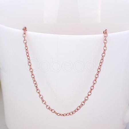Real Rose Gold Plated Tin Alloy Cable Chain Necklaces NJEW-BB10198-18-1