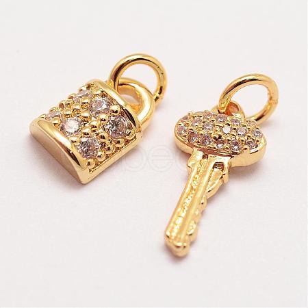 Brass Micro Pave Grade AAA Cubic Zirconia Charms ZIRC-G090-29G-NR-1