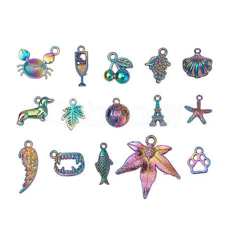15Pcs 15 Style Alloy Plated Pendants FIND-YW0001-32-1