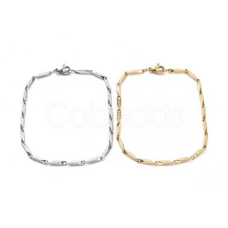 Unisex 304 Stainless Steel Bar Link Chain Bracelets BJEW-E372-05A-1
