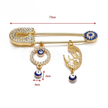 Evil Eye Charms Alloy Rhinestone Brooch PW-WG92254-02-1