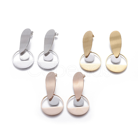 304 Stainless Steel Dangle Stud Earrings STAS-I103-13-1