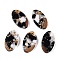 Transparent Resin and Walnut Wood Pendants, Oval Charms with Gold Foil, Black, 22x12.5x3.5mm, Hole: 2mm