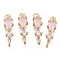 Brass Micro Pave Cubic Zirconia Links Connectors, with Glass, Long-Lasting Plated, Light Gold, Teardrop, Pink, 17x5x3.5mm, Hole: 1.5mm