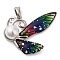 Brass Acrylic Pendants, with ABS Imitation Pearl Beads, Butterfly Wings, Platinum, 22.5x24.5x8mm, Hole: 4.5x3mm