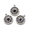 304 Stainless Steel Pave Natural Lapis Lazuli Sun Charms, Stainless Steel Color, 14.5x12x3mm, Hole: 1.4mm